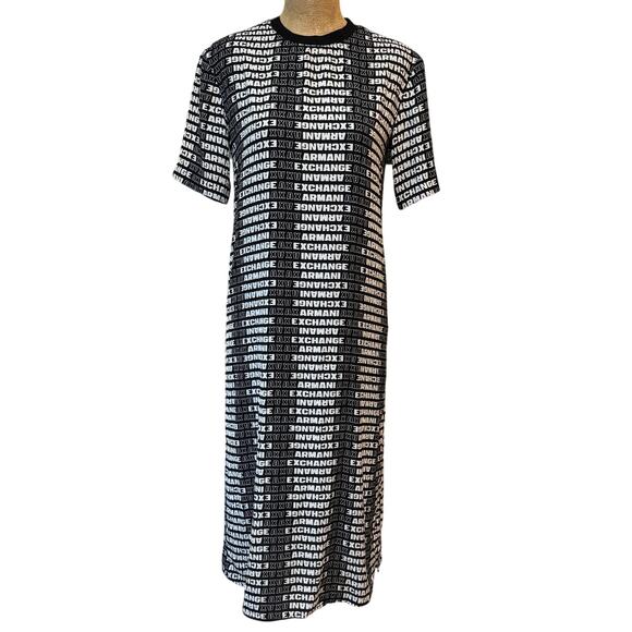 Armani Exchange Midi Dress A|X Women's Logo T Shirt Dress Size 2 EUC Long Black - Picture 6 of 16